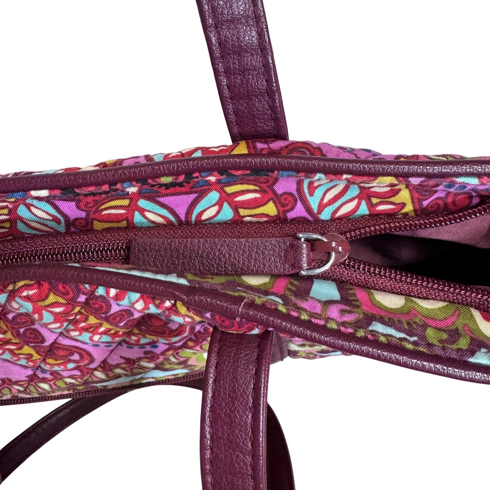 Vera Bradley Pink Paisley Quilted Cotton Tote Bag Straps Boho Festival Floral - Picture 4 of 9